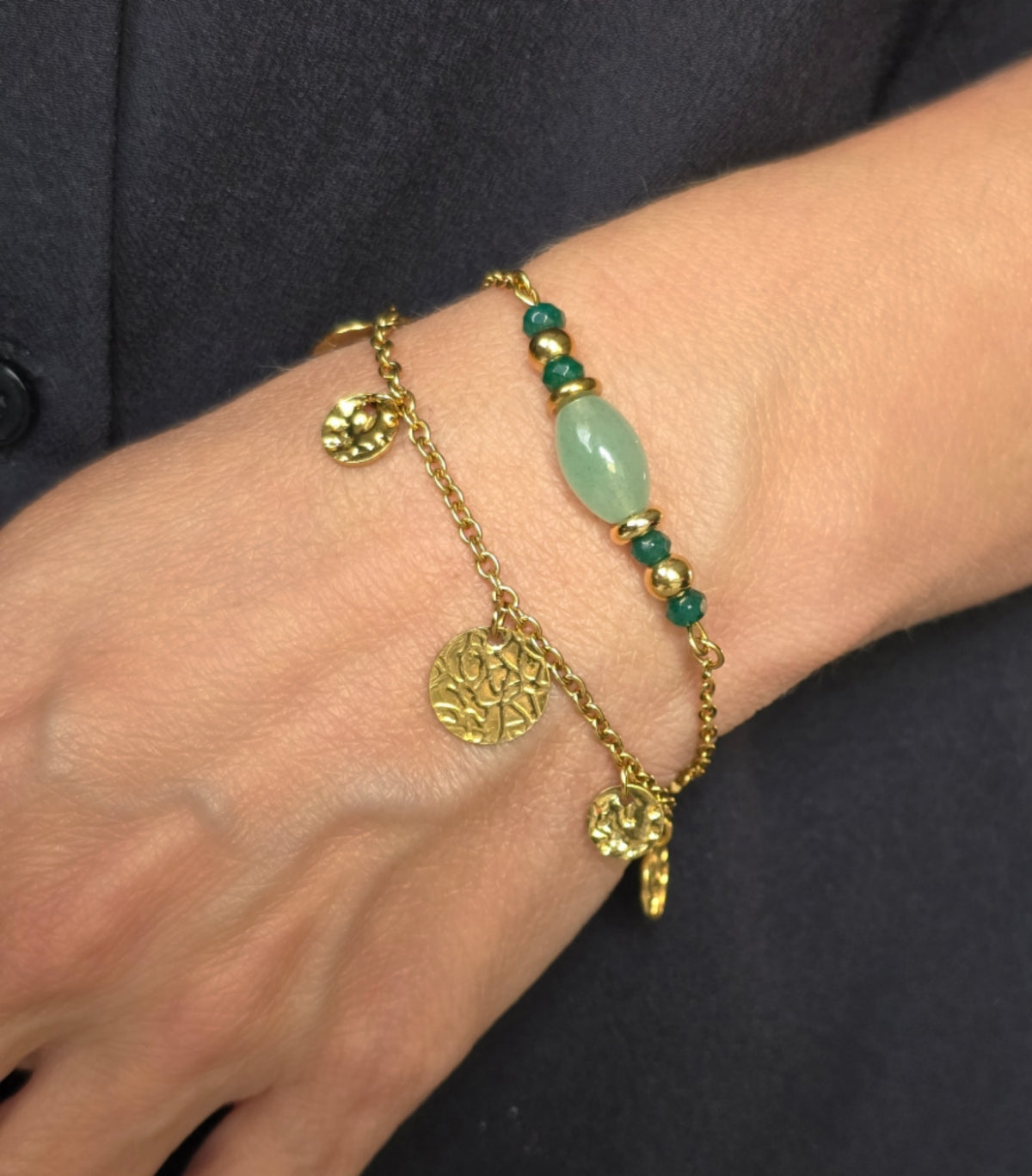 Bijou doré minimaliste pour femme – bracelet en acier inoxydable avec sequins