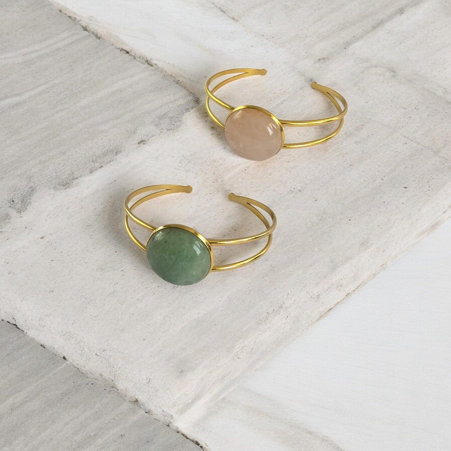 Bracelet GALATÉE – Aventurine ou Quartz Rose