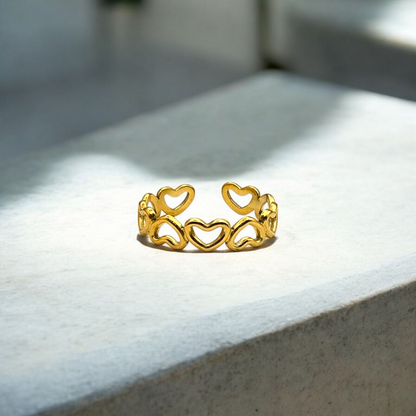 Bague cœur ajustable en acier doré – idée cadeau bijou fait main femme