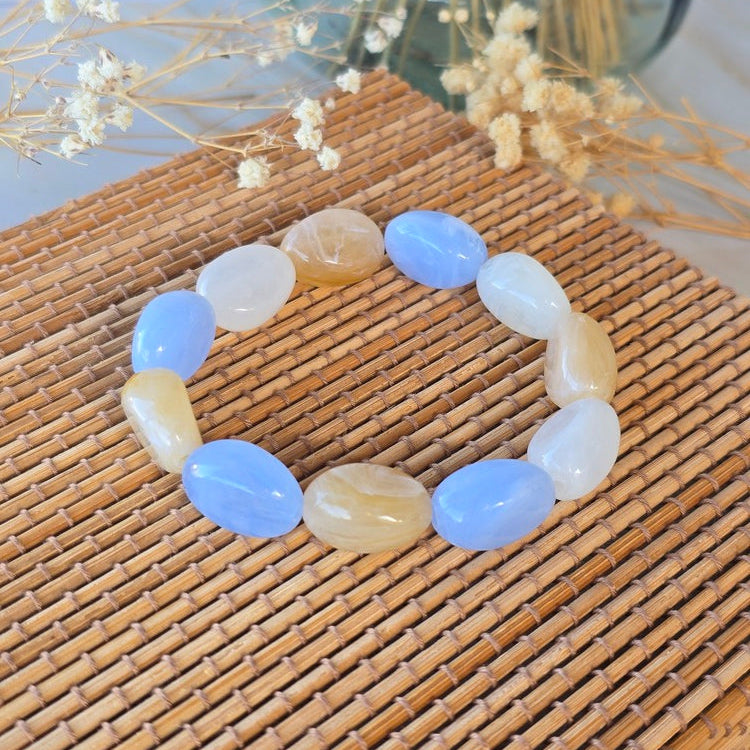 Bracelet femme MIRA à perles ovales plates colorées