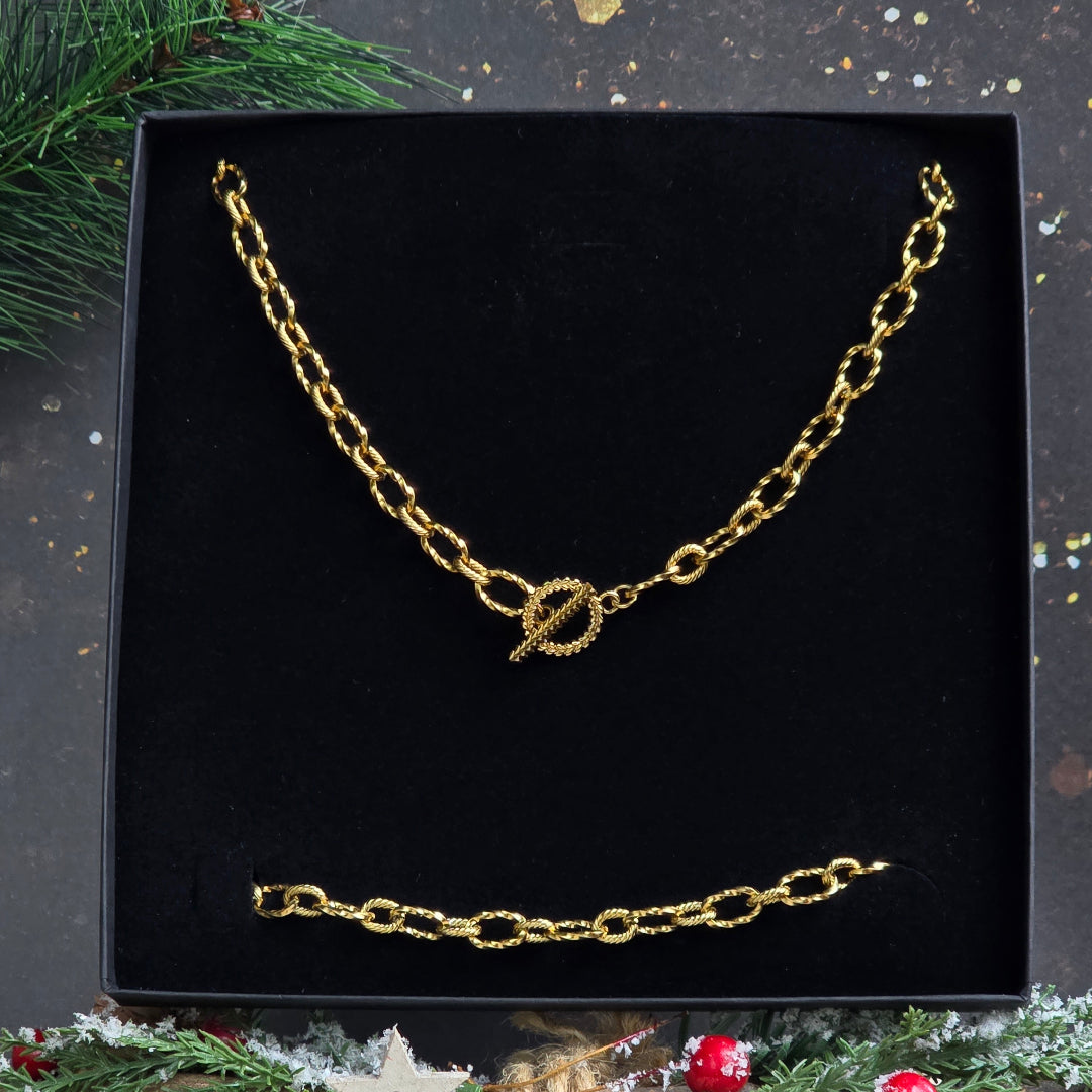 Coffret bijou femme Zateka – Parure Lalita collier et bracelet dorés