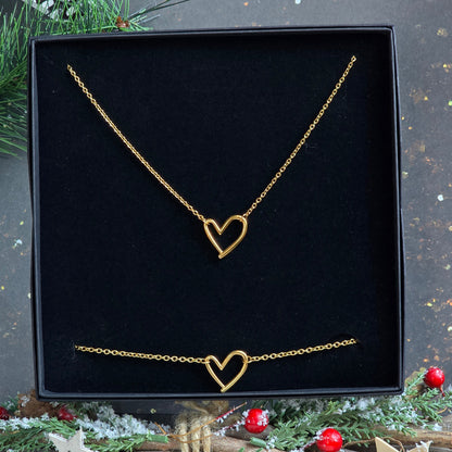 PARURE COLLIER ET BRACELET COEUR