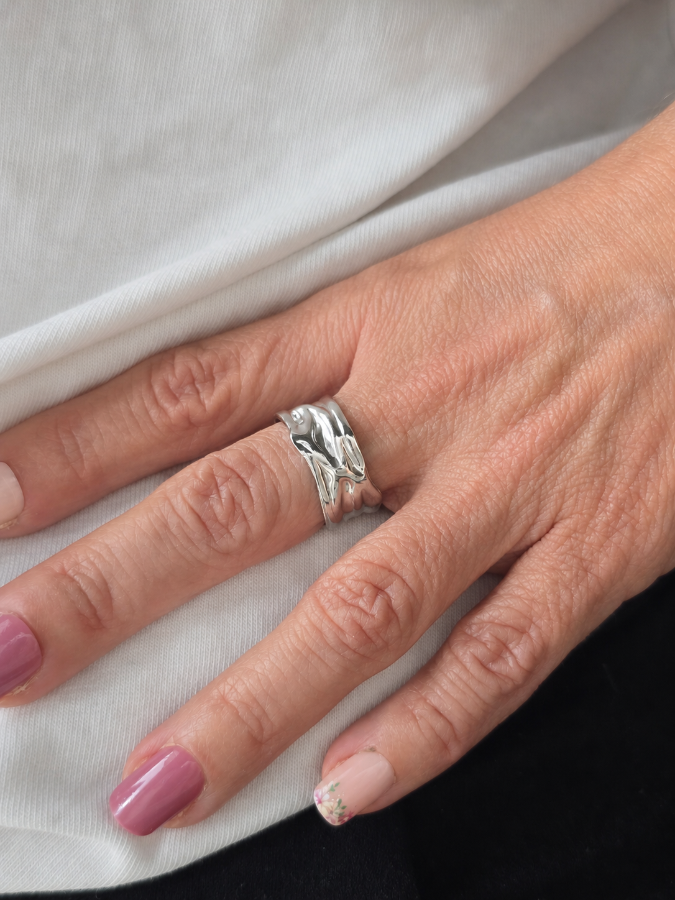 Bague argentée femme large modèle LANA taille 52