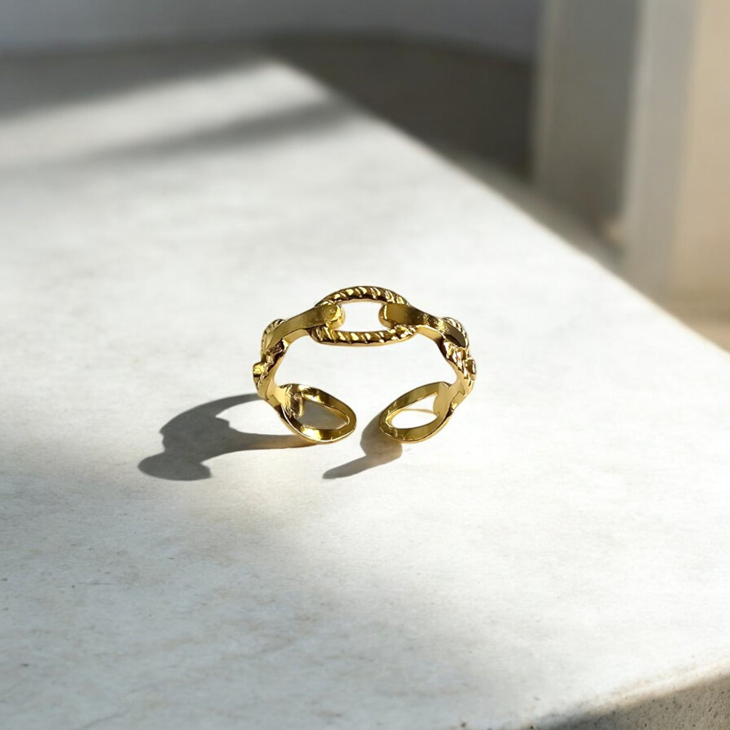 bague ajustable dorée bijou femme inspiration maille tendance