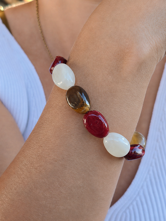 Bracelet MIRA à grosses perles ovales pour un look coloré et lumineux