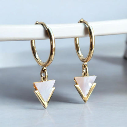 boucles oreilles femme nacre dore acier inoxydable fait main