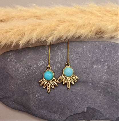 Boucles dorées avec pierre amazonite