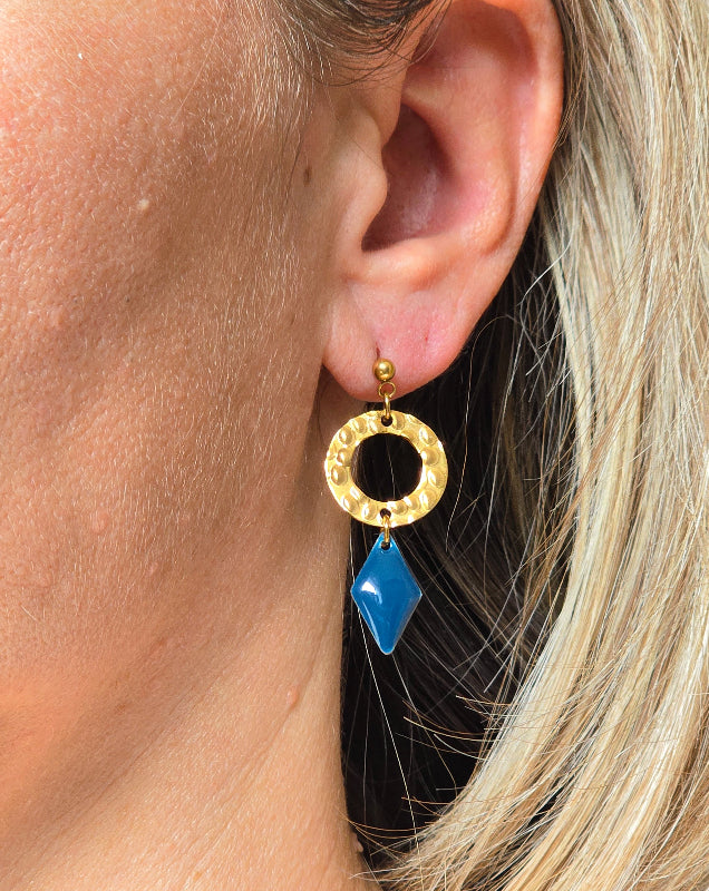 Boucles d’oreilles Triana en coloris bleu canard
