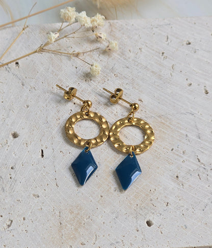 Boucles d’oreilles Triana en coloris bleu canard