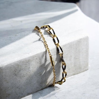 Bracelet AUDORA double rang en acier inoxydable doré, bijou femme de créateur Zateka