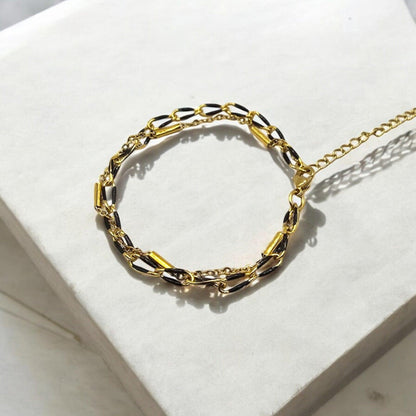 Bracelet AUDORA, idée cadeau femme élégante, bijou double rang en acier doré