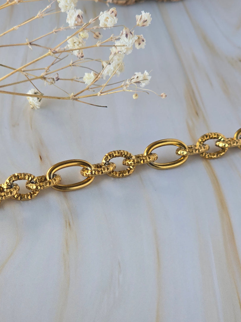 Bracelet en acier inoxydable doré LIBERTAS assorti au collier