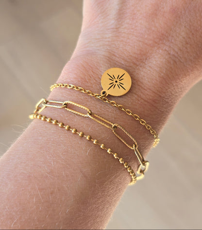 Bracelet en acier inoxydable doré LOLYA avec fermoir mousqueton
