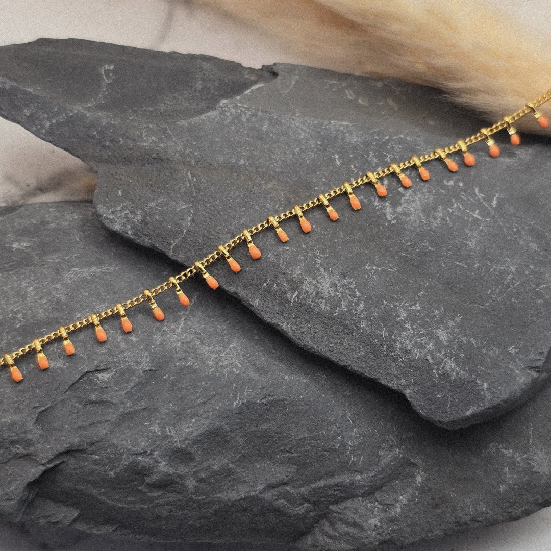 Bracelet de cheville corail en acier inoxydable, ajustable