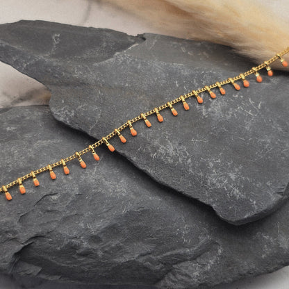 Bracelet de cheville corail en acier inoxydable, ajustable
