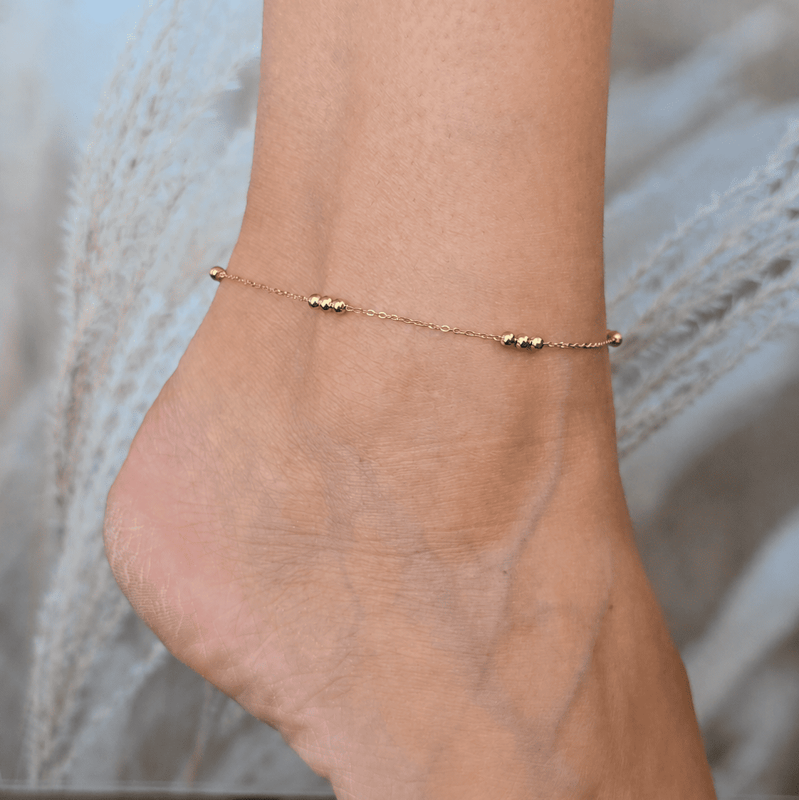 Bracelet de cheville doré femme AVA longueur 21 cm
