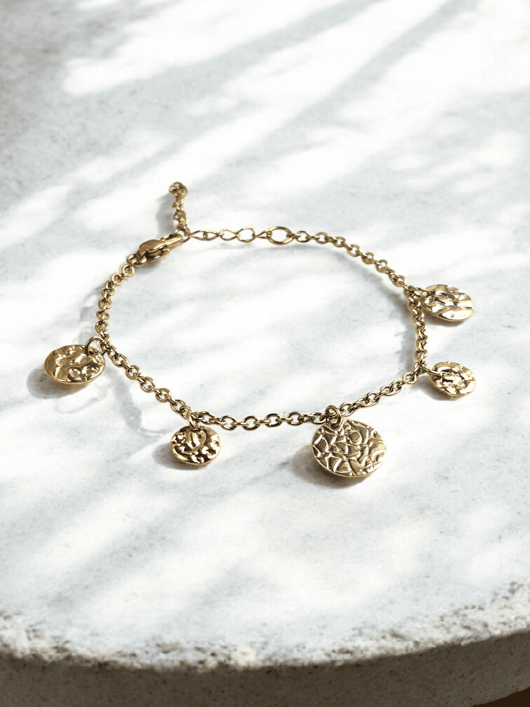 bracelet pampilles dorees bijou femme acier inoxydable idee cadeau noel