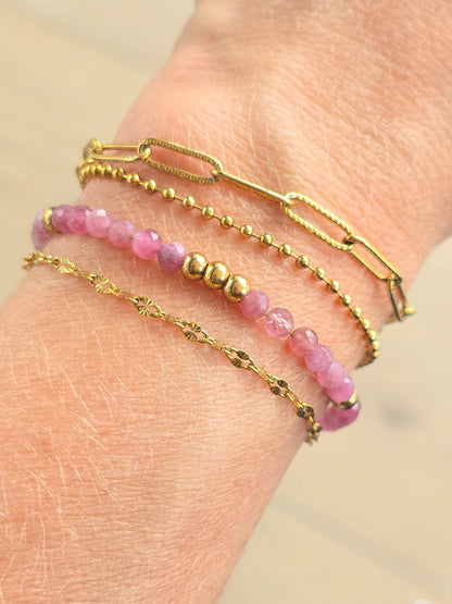 Bracelet doré femme BRISÉIS avec chaîne fine à motifs lumineux