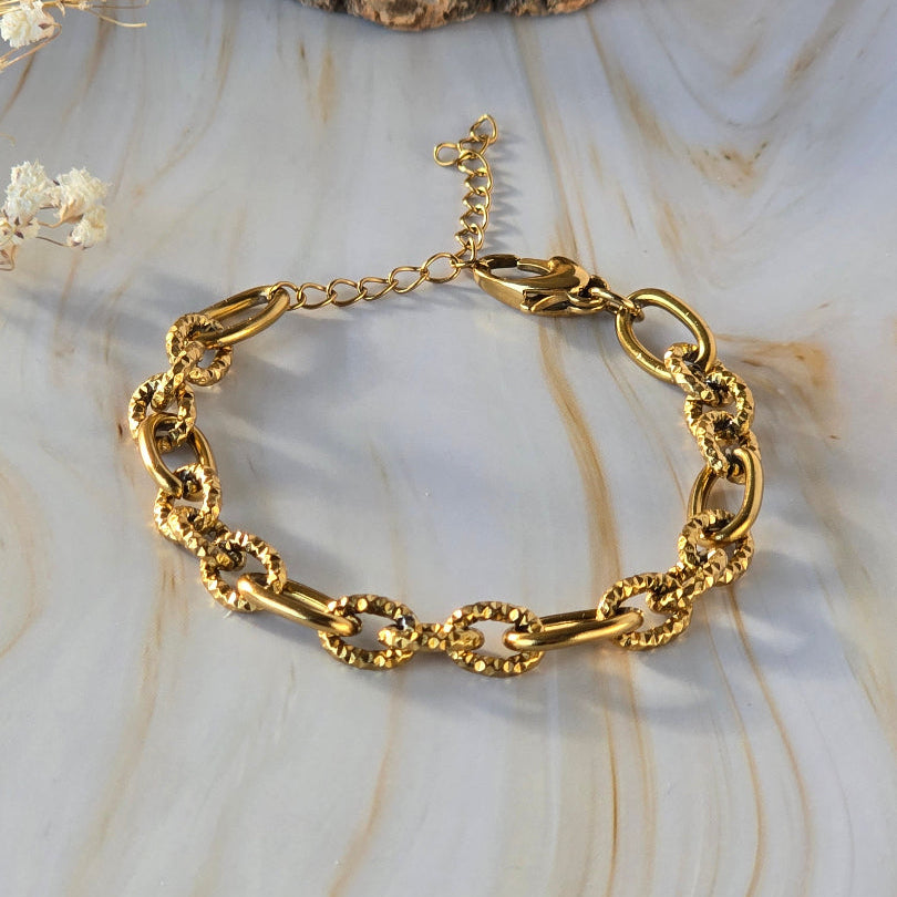 Bracelet doré LIBERTAS avec chaîne à grands maillons

