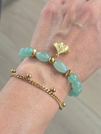 Bracelet élastique femme en pierre naturelle aventurine GINKA

