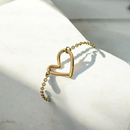 bracelet coeur dore femme acier dore cadeau bijou noel enamora