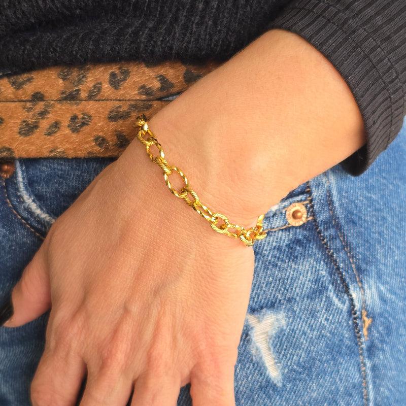 Bracelet LALITA porte, bijou femme chic grosse maille doree zateka creation
