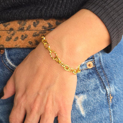 Bracelet LALITA porte, bijou femme chic grosse maille doree zateka creation