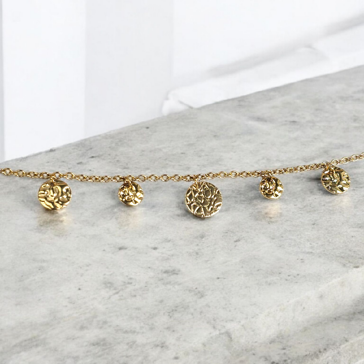 bracelet en acier inoxydable chainette extension avec sequins dorés