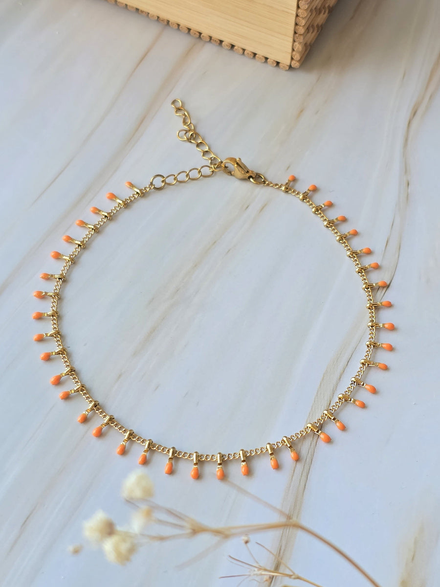 Bracelet de cheville doré femme THYA longueur 21 cm
