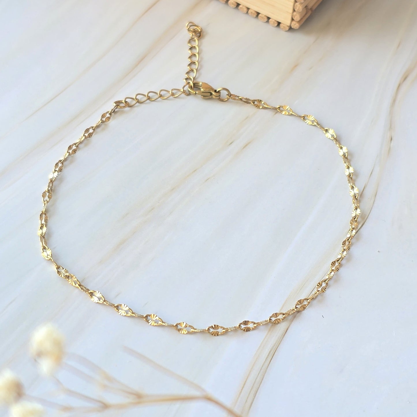 Bracelet de cheville doré femme BRISÉIS longueur 21 cm