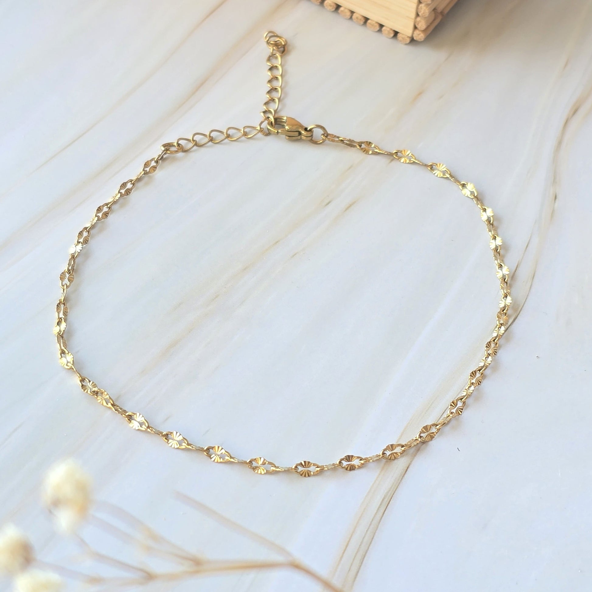 Bracelet de cheville doré femme BRISÉIS longueur 21 cm
