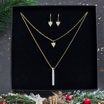 coffret bijou femme noel parure collier double rang et boucles nacre