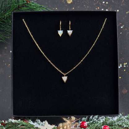 coffret bijou femme noel collier nacre simple rang et boucles dorees
