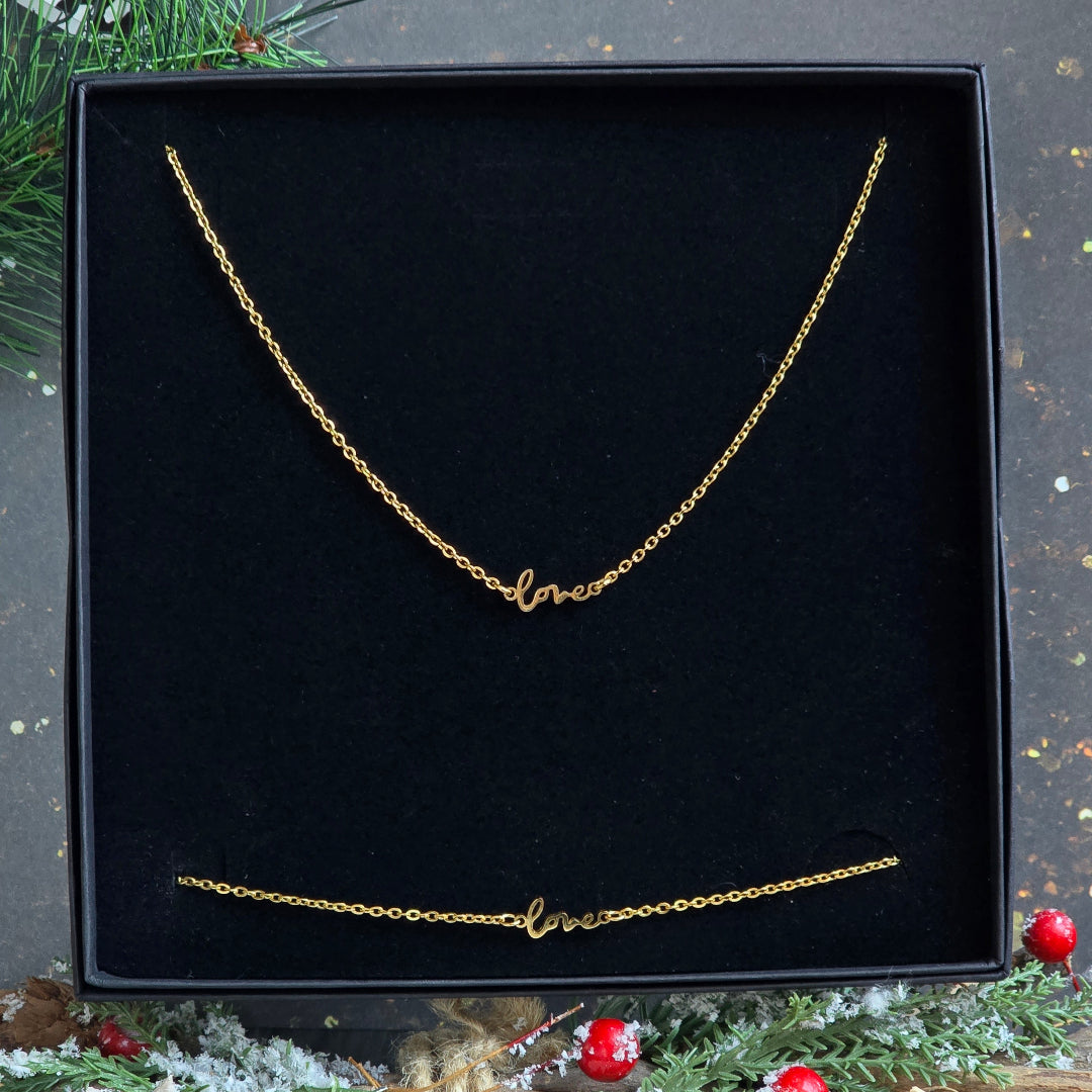 coffret bijou noel femme collier love et bracelet dore zateka creationllier-love-bracelet-dore