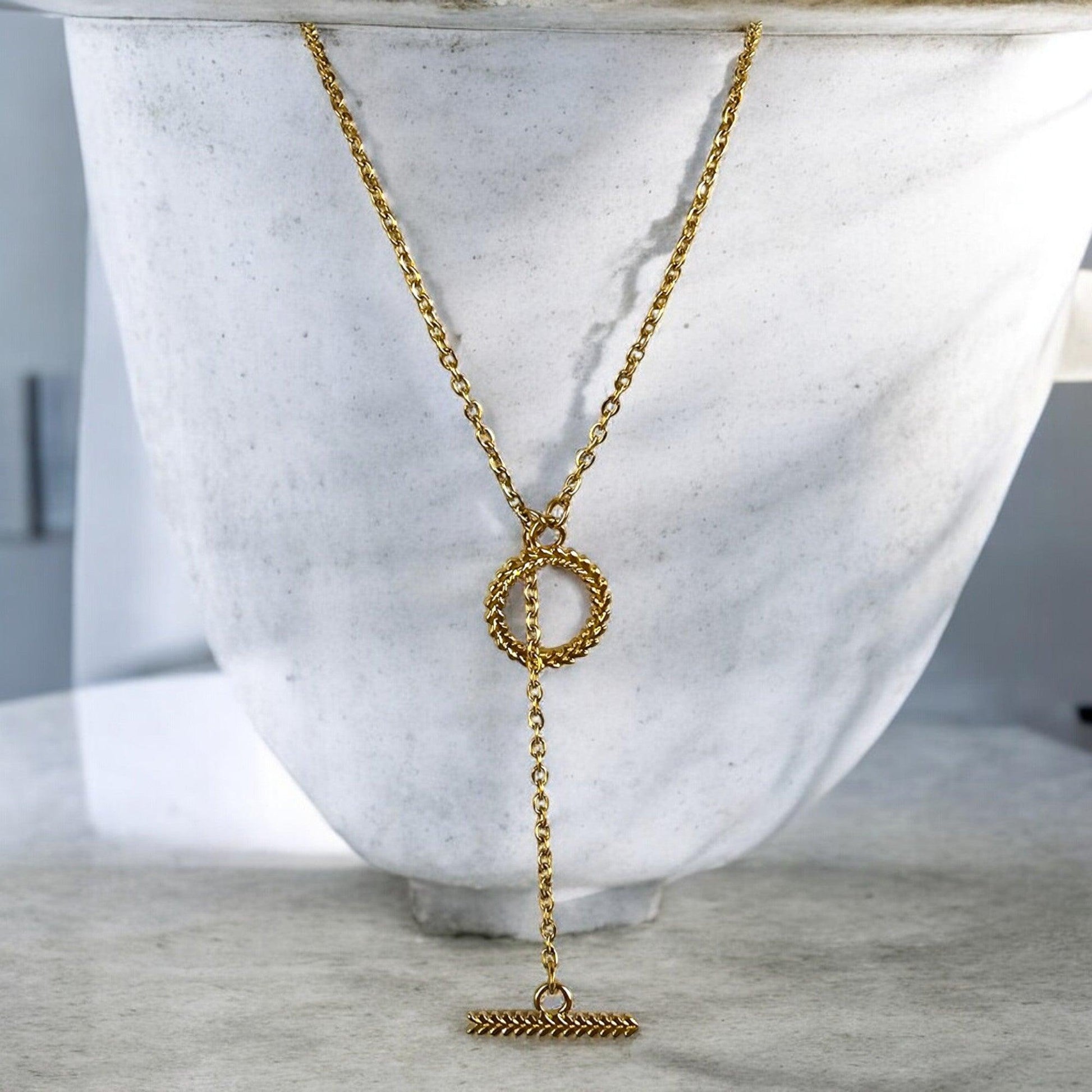 Collier ATHENA en acier inoxydable doré, bijou femme de créateur Zateka