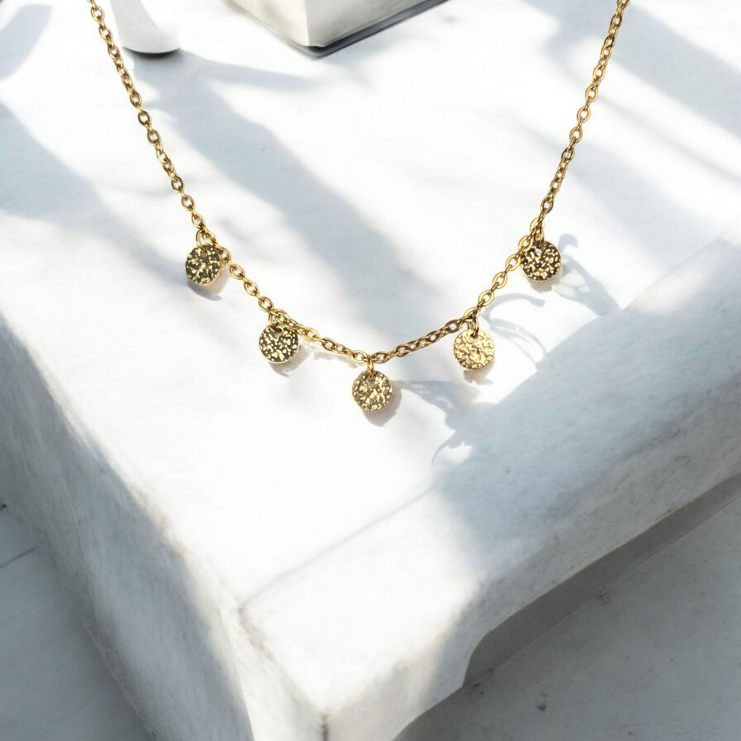 collier ras de cou sequins dore femme bijou noel artisanal