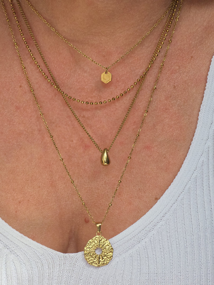 Collier long doré femme ISMÈNE avec chaîne perlée
