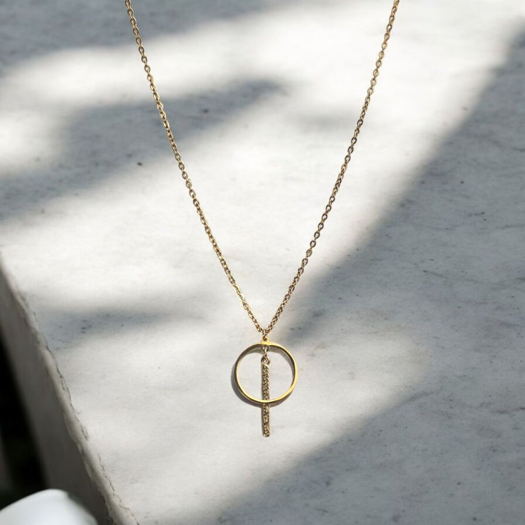 Collier Lyssia doré avec double pendentif géométrique