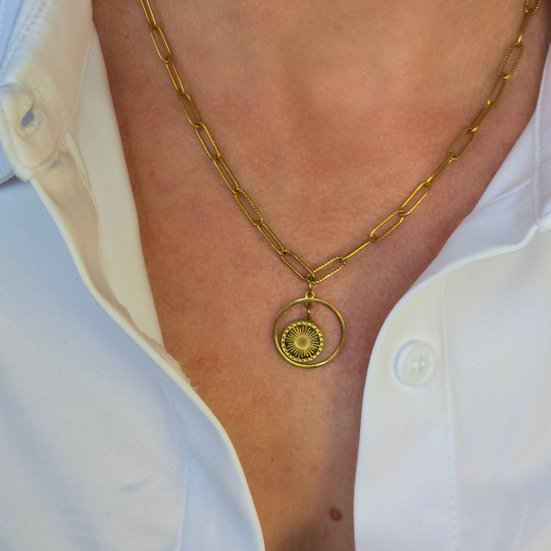 collier maille trombone sautoir ou court pendentif rond bijoux copponex cruseilles annecy geneve