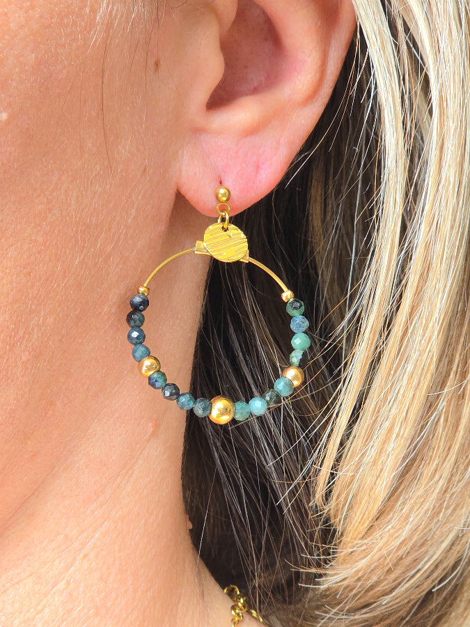 Boucles d’oreilles Murcia avec perles de tourmaline bleue