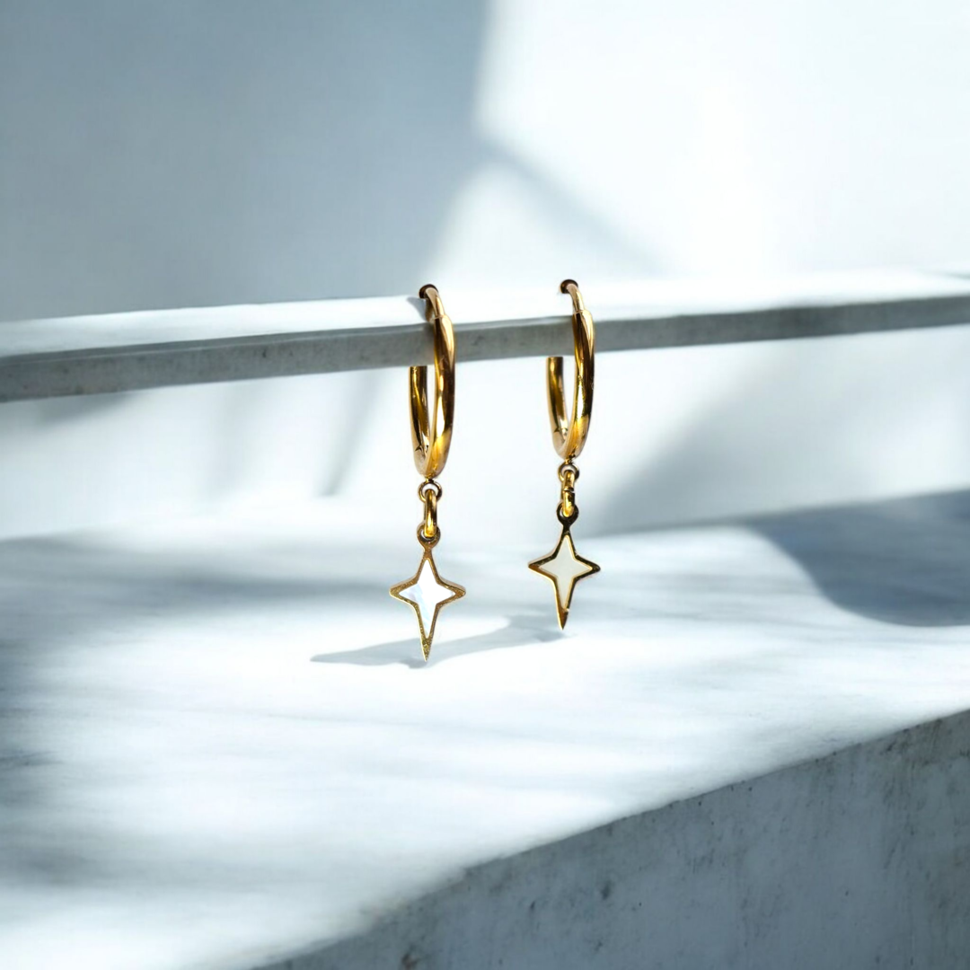 boucles oreille creoles dorées etoile nacree bijou ado noel