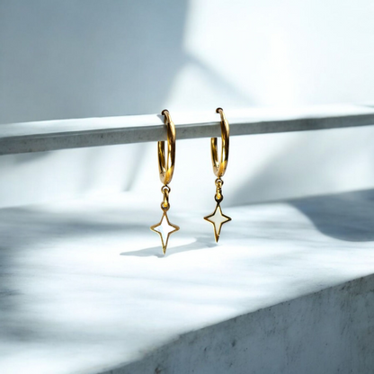 boucles oreille creoles dorées etoile nacree bijou ado noel