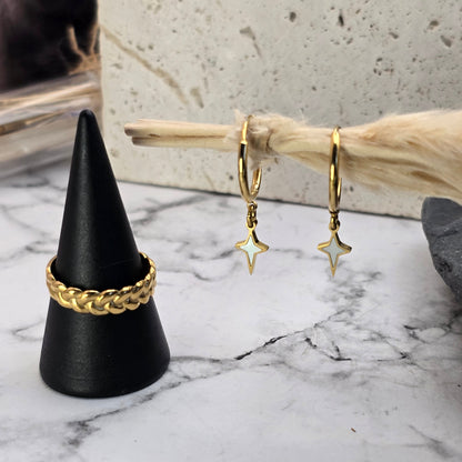 parure bijou noel creoles etoile nacree et bague doree zateka creation