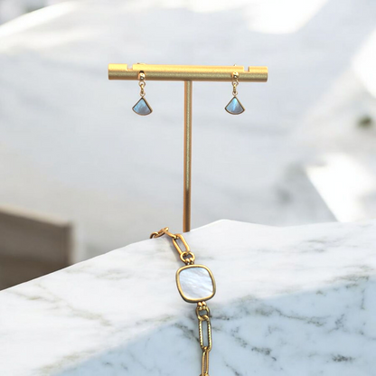 parure bijou noel femme bracelet et boucles nacrees dorees fait main