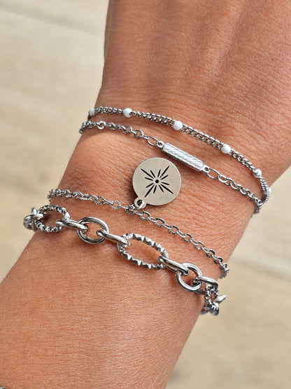 Bracelet acier inoxydable argenté étoile ajourée STELLA